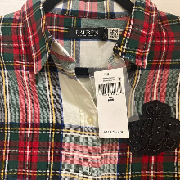 New Ralph Lauren Plaid Button-Down Shirt Med - Picture 1 of 7